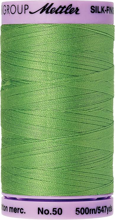Mettler Silk-Finish Solid Cotton Thread, 547 yd/500m, Bright Mint