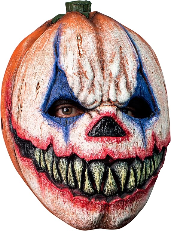 Ghoulish Productions Pumpkin Clown Mask - Adult Size Halloween Pumpkin Head Mask
