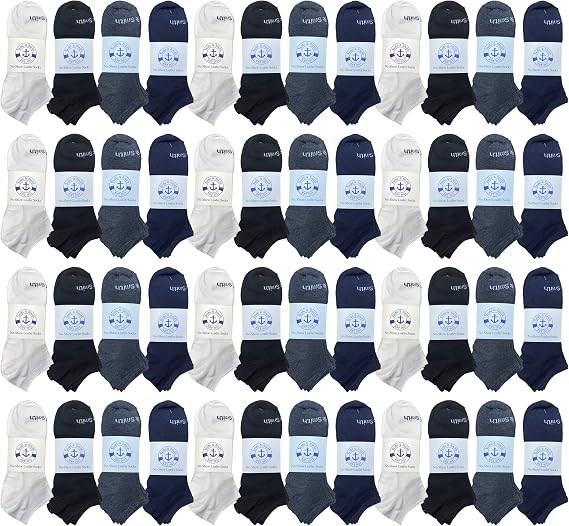 48 Pairs Men's Wholesale Polyester Shoe No Show Liner Training Socks, Thin Low Cut Sport Ankle Bulk Socks, 10-13