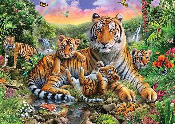 Puzzle für Erwachsene 1000 Teile Tiger Familie 70 x 50 cm Puzzles für Erwachsene Pädagogisches Spiel Herausforderung 1000 Teile Puzzles für Erwachsene