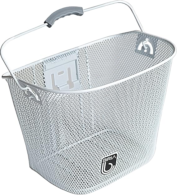 Bicycle Basket with Bracket White, Front Quick Release Basket, Removable, Wire Mesh Bicycle Basket, fit Handlebar Size 25.4 mm, NEW, White by Biria