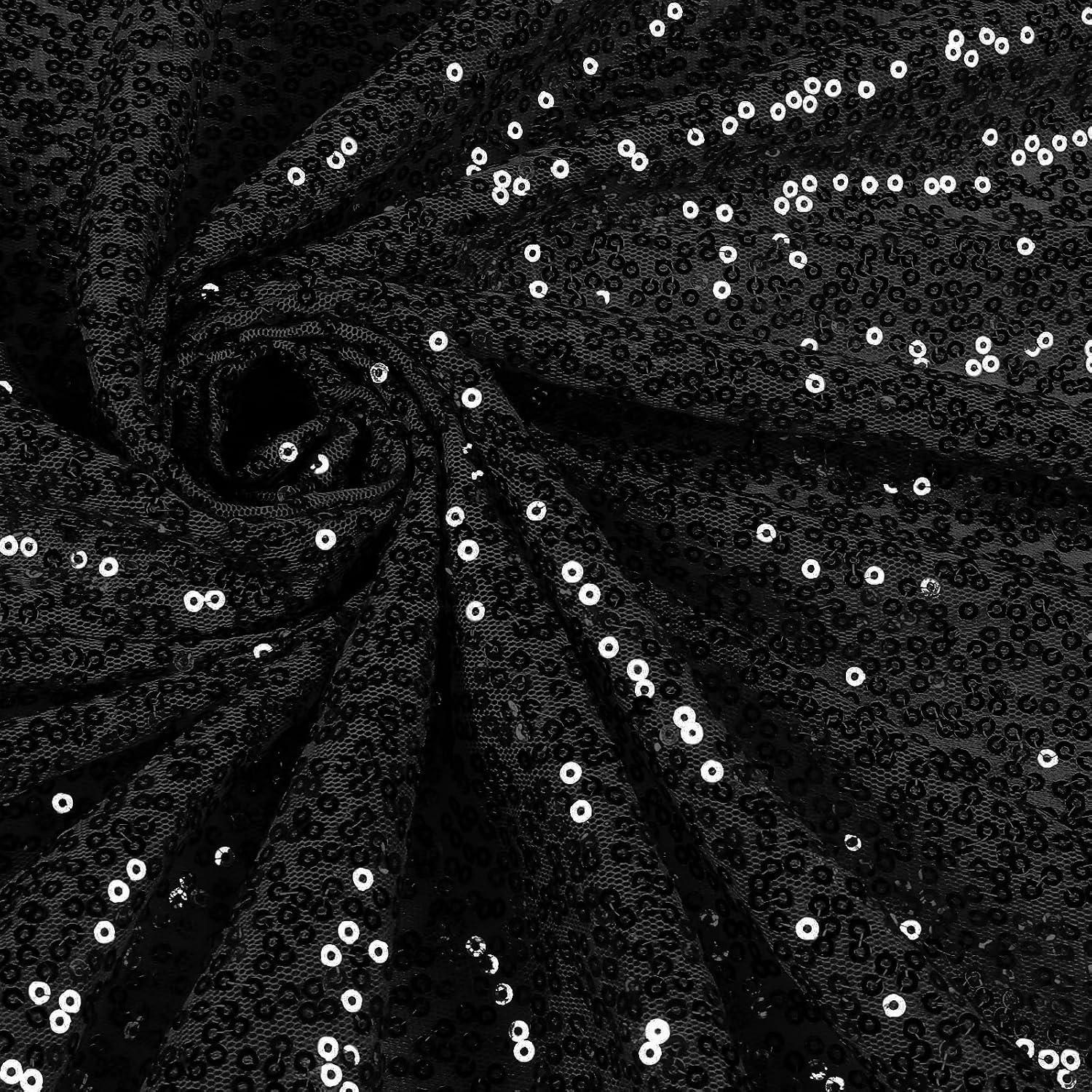 Vonty Sequin Fabric by The Yard - 1 Yard Black Sequin Fabric, Glitter Fabric Sparkly Shiny Fabrics Mesh Mermaid Fabric for Sewing Wedding Dress Tablecloth Party Decorative DIY48 Inch Wide