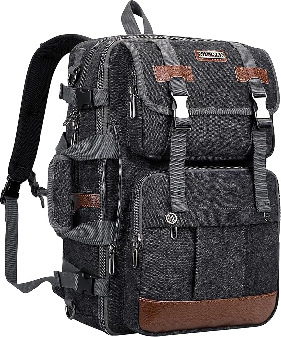 WITZMAN Canvas Travel Backpack for Men Large Laptop Backpack Fits 16 Inch