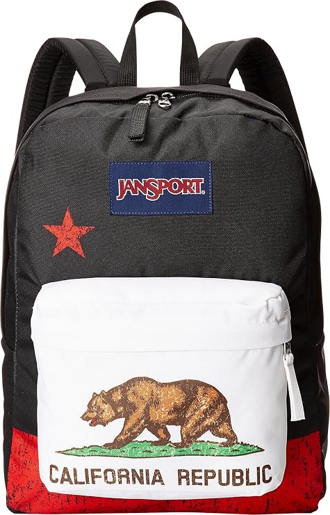 JanSport SuperBreak One Backpack - Durable, Lightweight Bag with 1 Main Compartment, Front Utility Pocket with Built-in Organizer, Premium Backpack, Red New California Republic