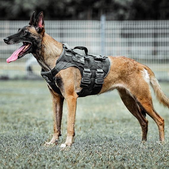 PETAC GEAR Tactical Dog Harness K9 Dog Training Vest Adjustable Padded Police Service Dog Working MOLLE Vests for Large Medium Dogs Mals GSD Lab.....