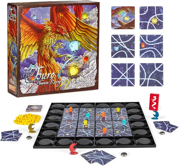 Tsuro Phoenix Rising Award-Winning Fantasy Strategy Game with Set Collection and Magical Powers | Tile-Laying Adventure for 28 Players Ages 8+ | 3050 Minute Gameplay