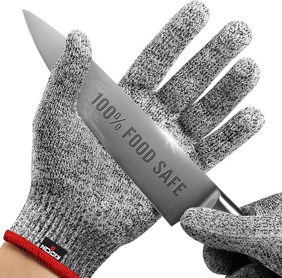 NoCry Premium Cut Resistant Gloves Food Grade 100% Food Safe Level 5 Meat Cutting Glove for Chefs & Butchers Perfect Mandoline Glove or Oyster Shucking Gloves with Superior Comfort & Dexterity