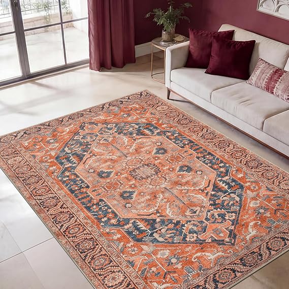 Keen Home Design Vintage Washable Entryway Rug, Non-Slip Low Pile, 3x5