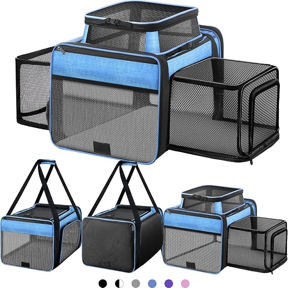 Top and 2 Sides Expandable Cat Carrier 18x11x11 TSA Airline Approved