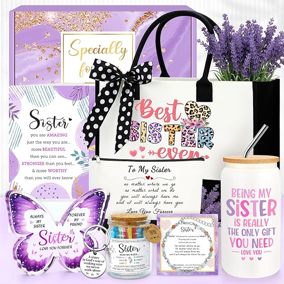 Sisters Gifts from Sister Birthday Gifts for Sisters Adult Funny Gift Ideas for Best Sister Ever Meaningful Gift Set for Siblings Cool Little Sis Present for Women Older Younger Sis Who Has Everything