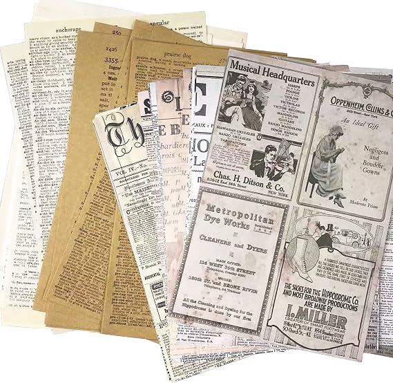 144 PCS Junk Journal Pages Vintage Kraft Magazine Writing Paper Magazine Trash Newspaper Magazine Vintage Paper Scrapbooks and PaperCuts Decorate DIY Craft Background Paper