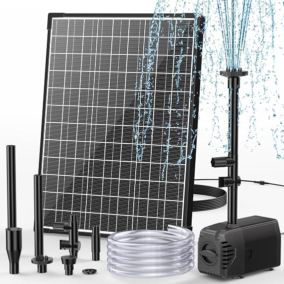 POPOSOAP Solar Fountain Pump, 20W Solar Powered Water Pump 320GPH Flow Adjustable, Solar Pond Pump with 4 Spray Patterns for Garden, Ponds, Fish Tank, Waterfall