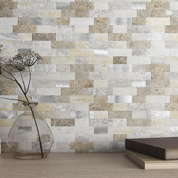 BeNice Stone Kitchen Backsplash Peel and Stick Wall Tile Forest Gray 10pcs