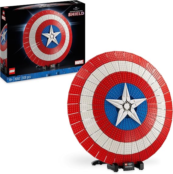 Lego Marvel Captain America's Shield - Avengers Infinity Saga Construction Kit for Adults with Minifigure, Name Plate and Thor's Hammer - Gift Idea for Men and Women 76262