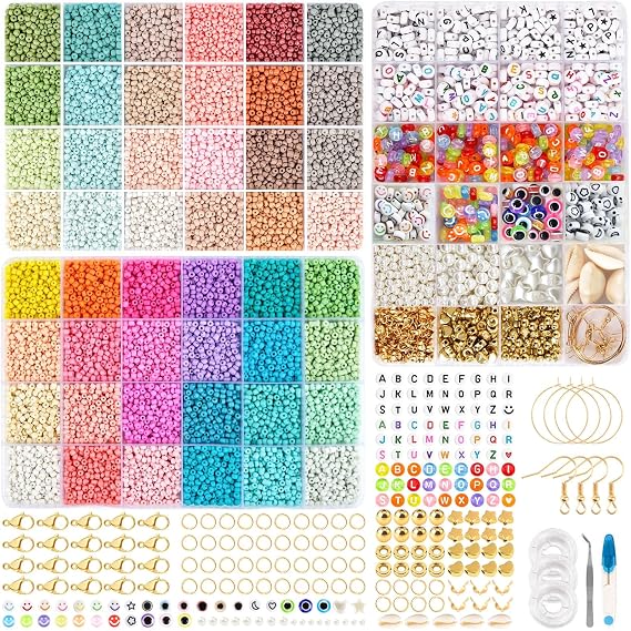 TEXGIZRLY 3mm Seed Beads Kit for Jewelry Making Friendship Bracelet Making