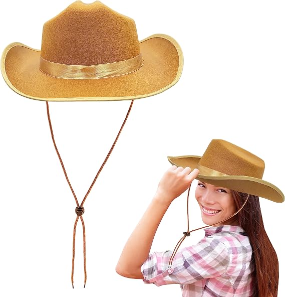 The Dreidel Company Cowboy Felt Western Hat, 22" Circumference Dress Up Costume Clothes for Kids, Pretend Play, Party Favors