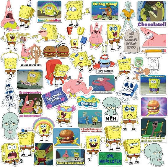 Spongebob Meme Sticker Pack 50ct, Scrapbooking, Tablet & Indoor/Outdoor Use