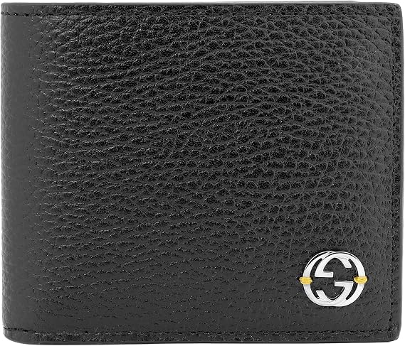 Gucci 610466 CAO2N 1041 Leather Coin Wallet Black Black Yellow