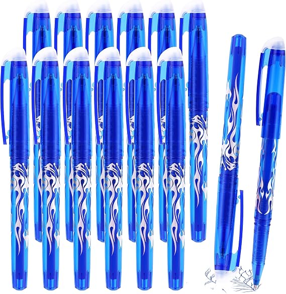 YIIFELL Pack of 12 Erasable Ballpoint Pens 0.7 mm Rollerball Pen Erasable Rollerball Pen Blue Gel Pen Friction Pens Erasable Pen Set for Office Supplies School Supplies Students