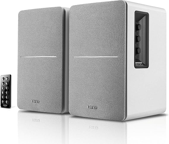 Edifier R1280DB Powered Bluetooth Bookshelf Speakers, Optical Input, Wireless Studio Monitors, 4 Inch Near Field Speaker, 42W RMS, White Silver