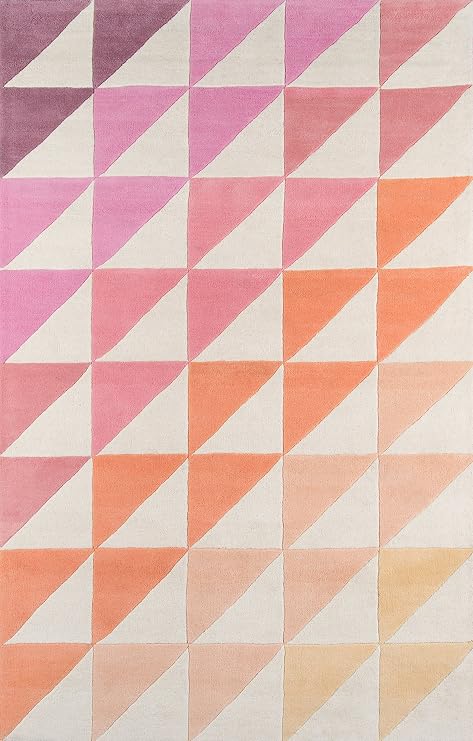 Novogratz Delmar Collection Agatha Side Triangles Area Rug, 2'3" x 8'0" Runner, Pink