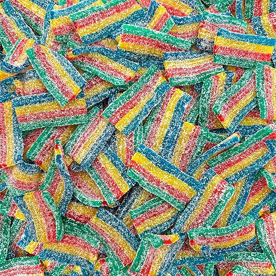 Sour Belts, Bite-Size Gummy Candy, Assorted Fruit Flavors, 8 Oz Bag | Gelatin Free Rainbow Candy
