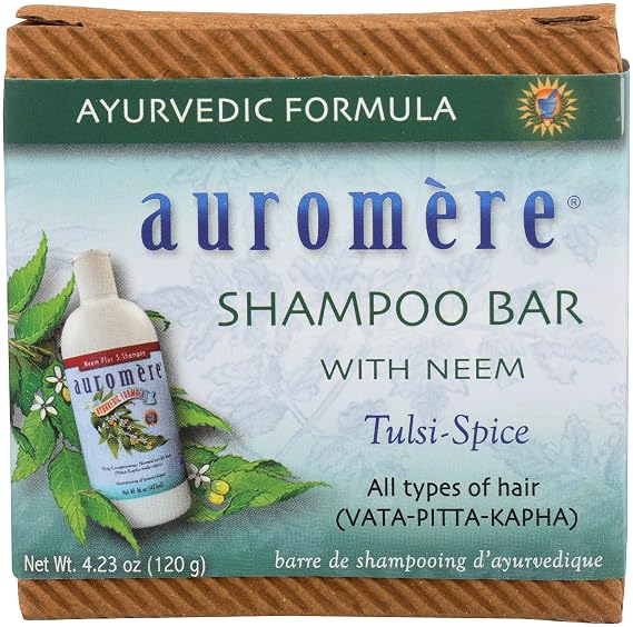 Auromere Ayurvedic Shampoo Bar, Neem Soap - Tulsi-Spice, 4.23 Oz Bar